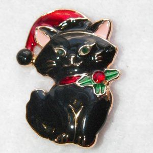 BEST SELLER Black Holiday Cat Pin Brooch Christmas